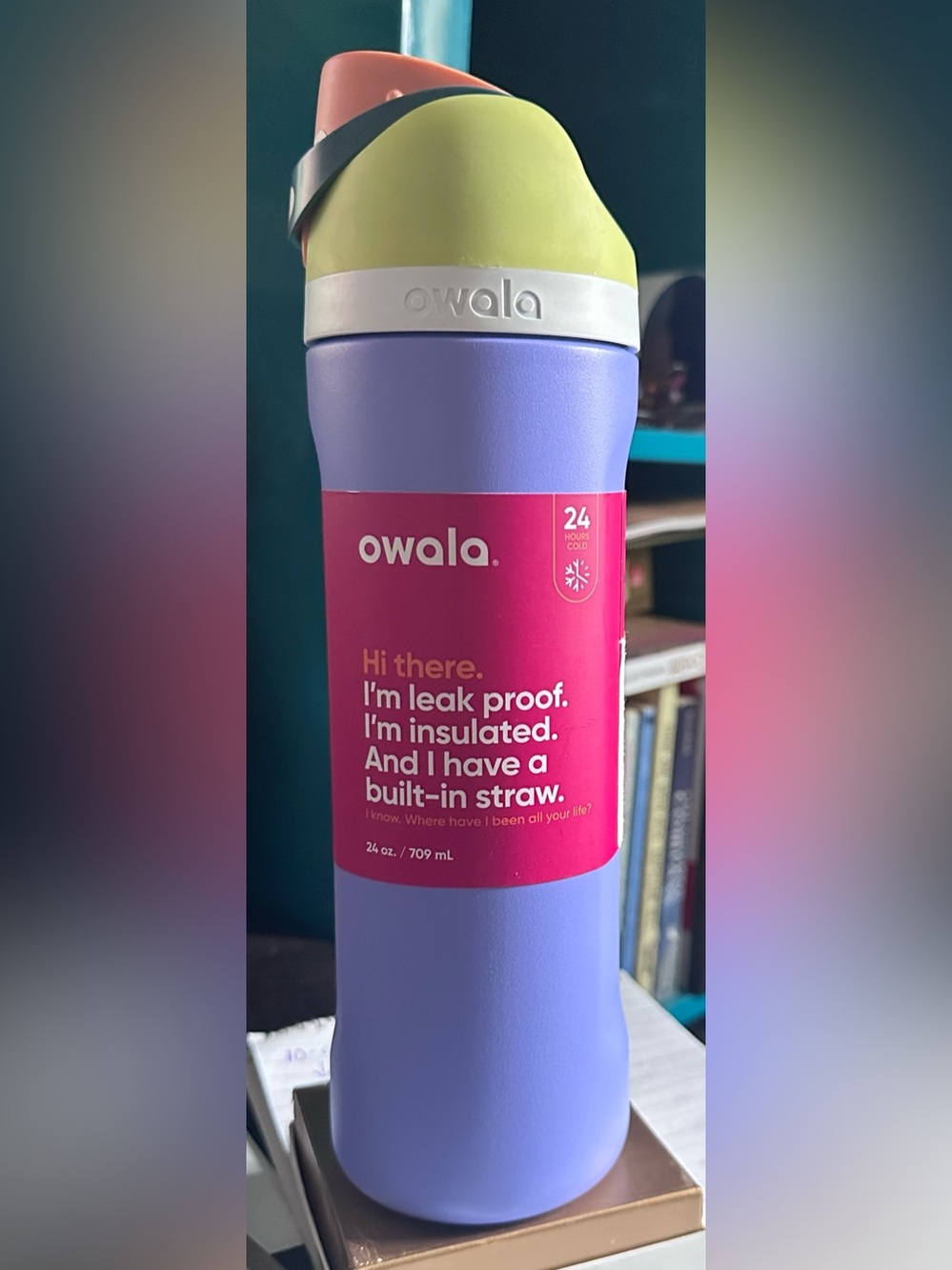 NWT Owala FreeSip Purple Retro Boardwalk Stainless Steel Water Bottle 24 Fl Oz